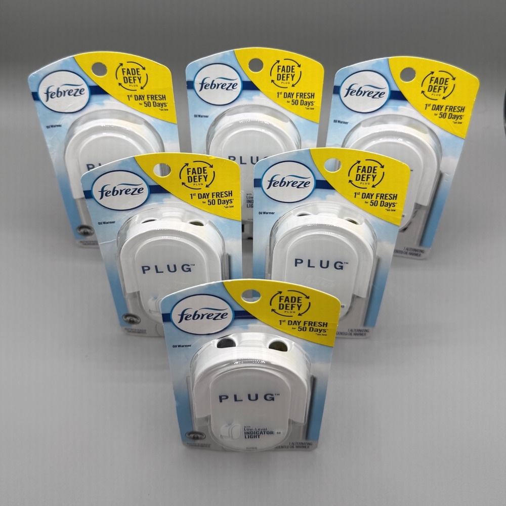 Lot of 6 Febreze Fade Defy Plug Scented Oil Warmer White Electric Air Freshener